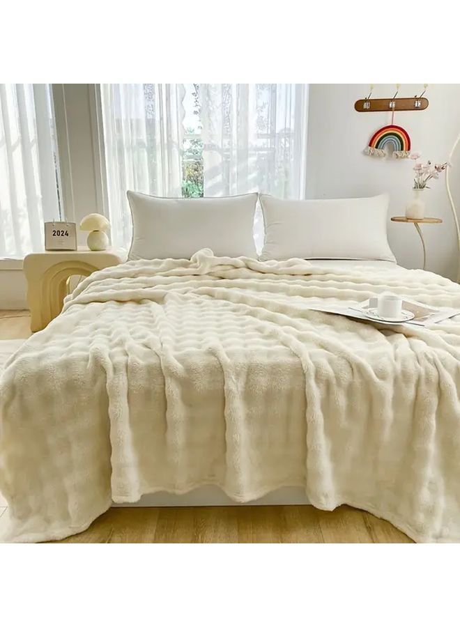 Gray Faux Rabbit Fur Fleece Bed Blanket Machine Washable All Season Comfort 59 06 By 78 74 Inch - Image 2